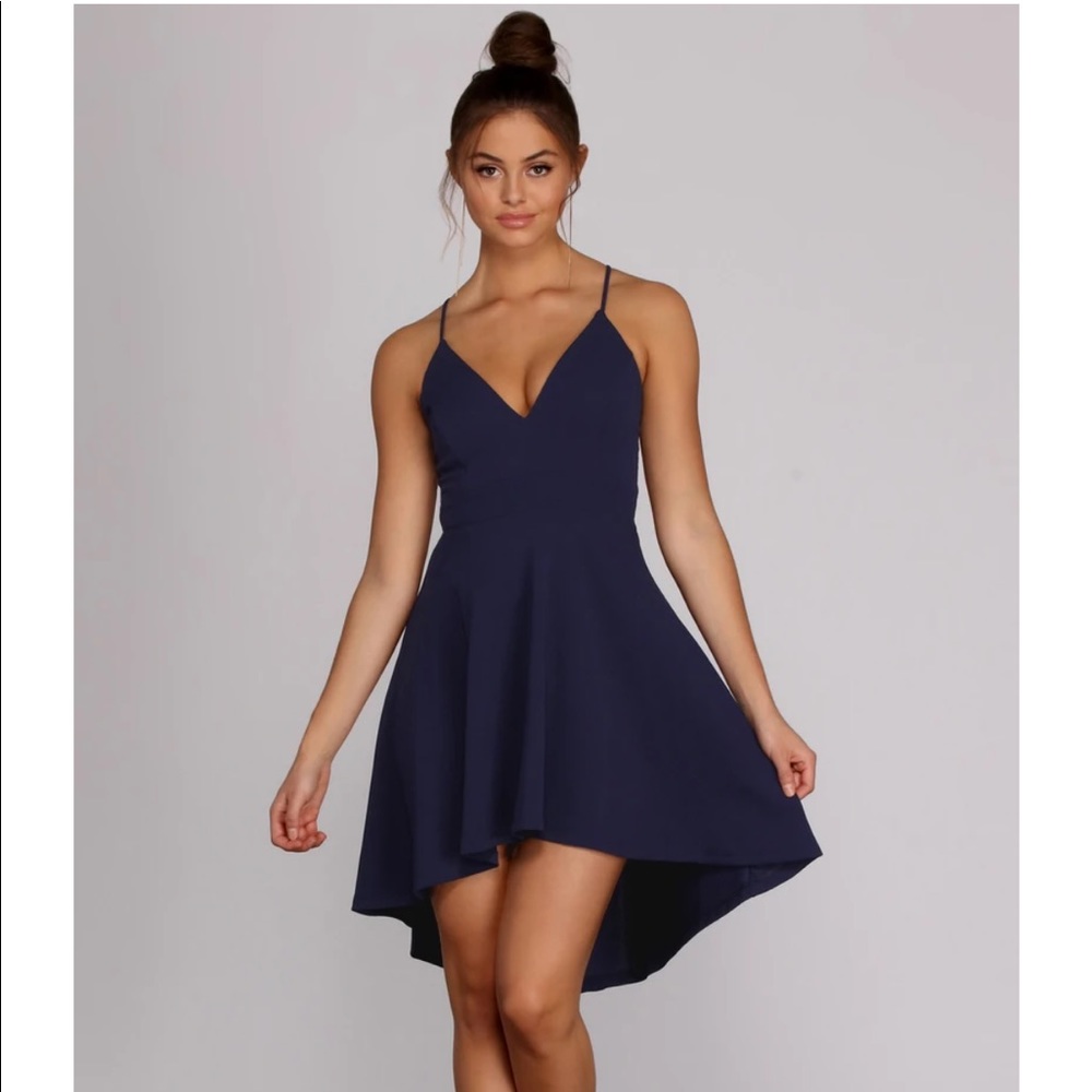 Navy High Low dress